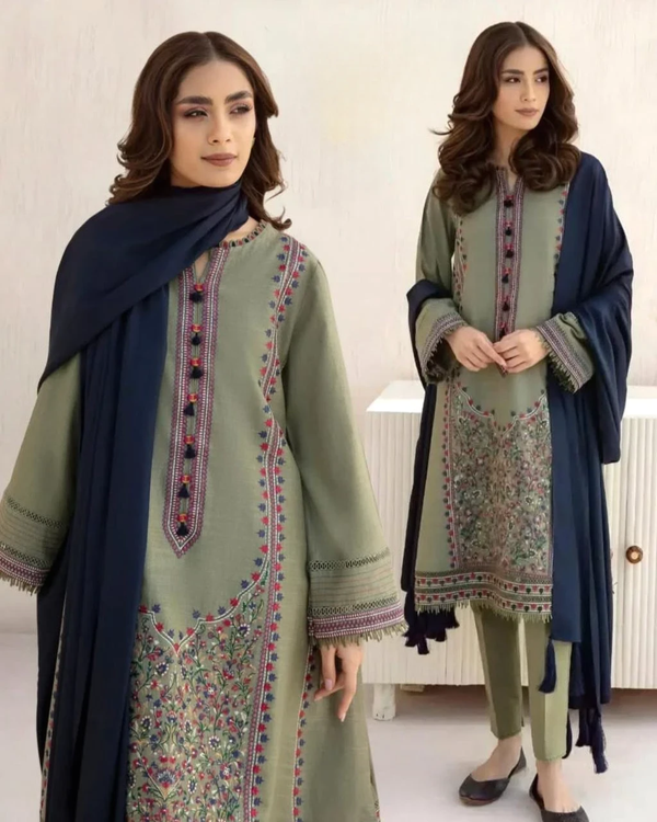 Bareza.pk| 162- 01 3PC Luxury Dhanak | Dhanak wool Shawl