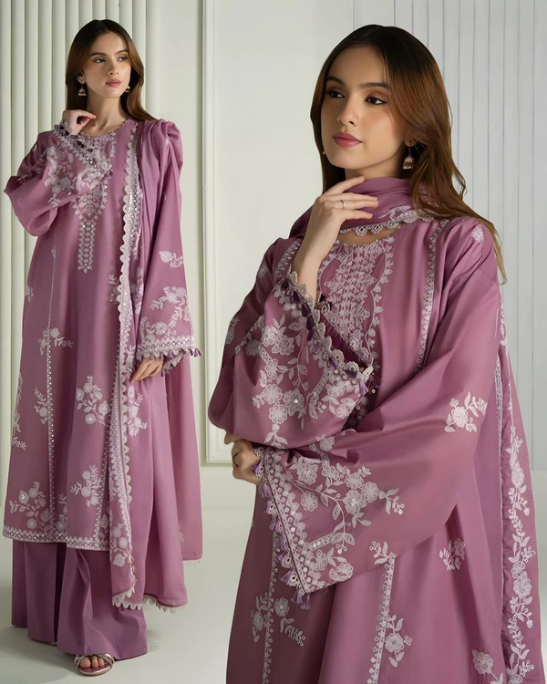 ORCHID GLAZE- 3PC EMBROIDERED LAWN SUIT
