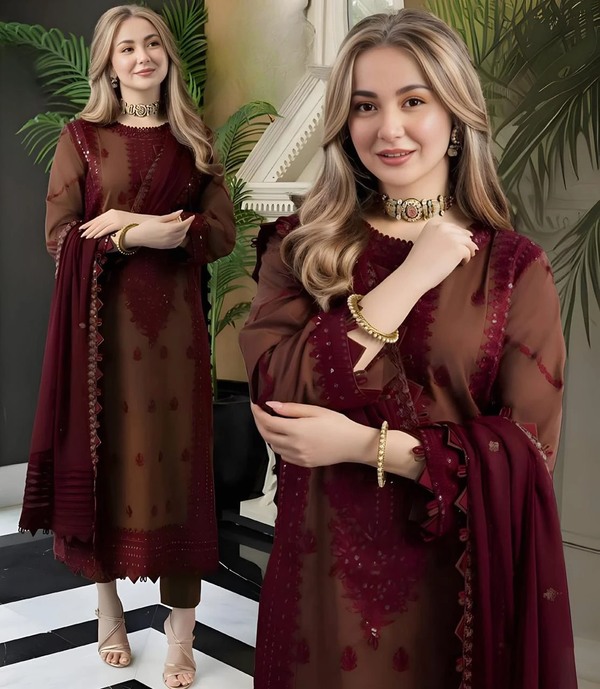 Marjanda – Embroidered Chiffon Unstitched 3Pc Suit