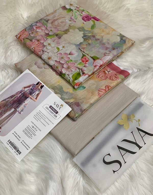 Safina Printed Khaddar 3 Piece (Unstitched) – Shirt, Dupatta & Trouser