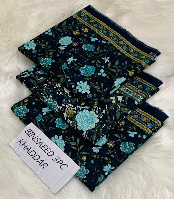 Safina Printed Khaddar 3 Piece (Unstitched) – Shirt, Dupatta & Trouser