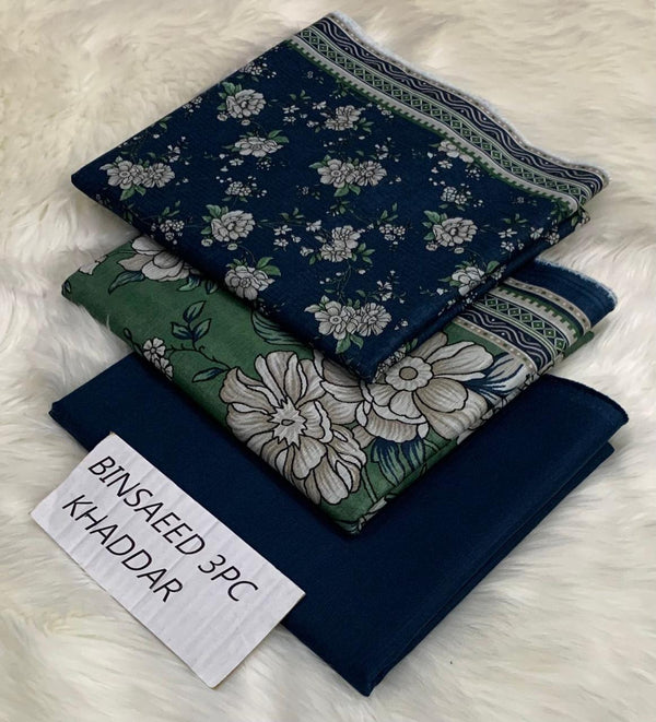 Safina Printed Khaddar 3 Piece (Unstitched) – Shirt, Dupatta & Trouser